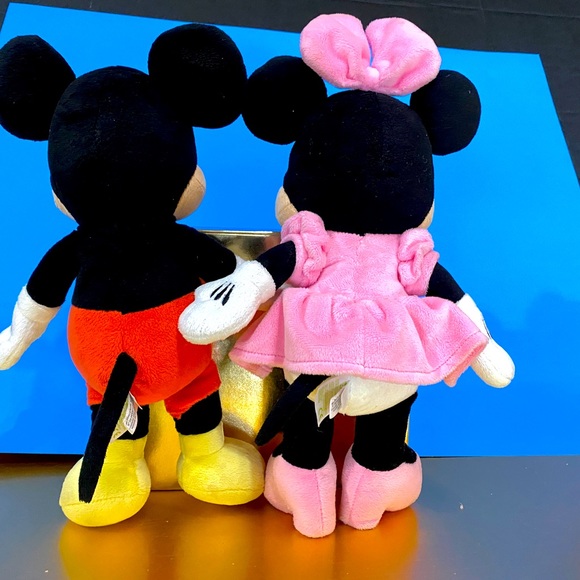 DISNEY BABIES MICKEY MOUSE & MINNIE MOUSE PLUSH RATTLE INSIDE CRINKLE BOW & EARS - Picture 5 of 14
